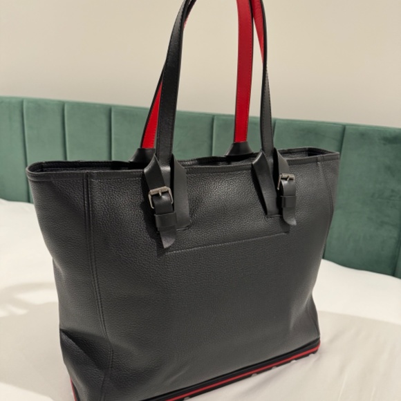 CHRISTIAN LOUBOUTIN Bag Tote Black Calf Leather Kabiker * great condition - Picture 2 of 10